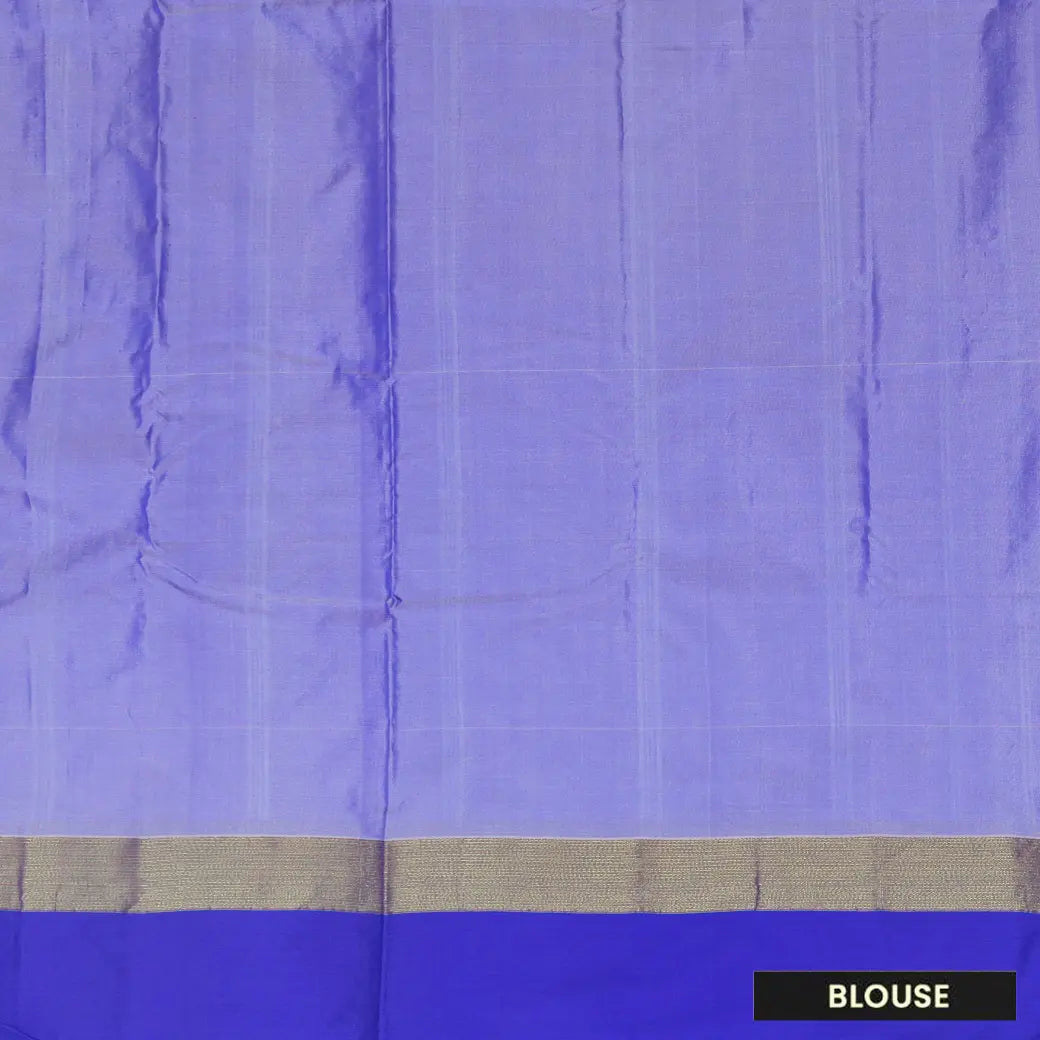 Cream With Royal Blue Arani Silk Saree
