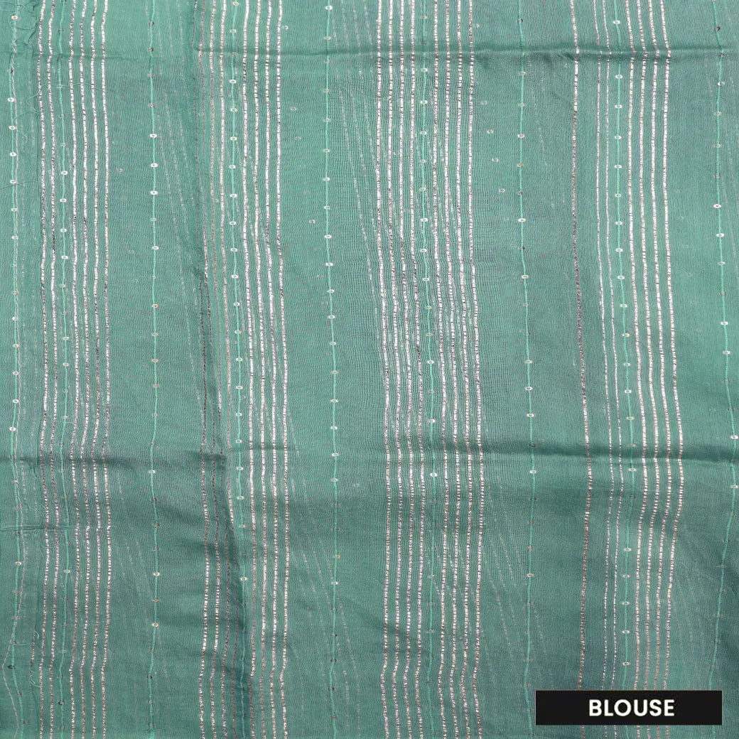 Very Pale Green with Light Green Floral &Peacock Design Dola Silk Saree