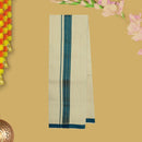 Green With Sandel Cotton Readymade Shirt and Singel Matching Border Dhoti Set For Men