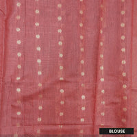 REDDISH -PINKWITH WHITE DARK FLORAL COPPER JERRY LINEN JACQUARD SAREES