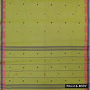 Green Colour Pure Cotton Saree without Blous