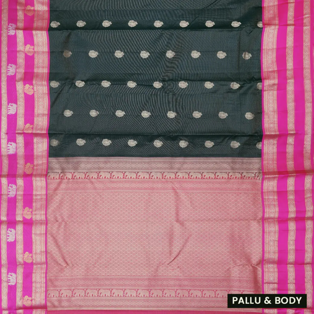 DARK GREENwith PURPLE Traditional Soft Silk Saree
