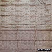 Off White with Coffee Brown  Tussar Silk Saree