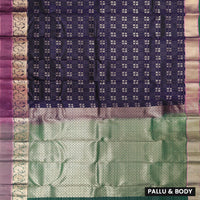Dark Purple With  Green Gold Zari Yuvana Semi Soft Silk Saree