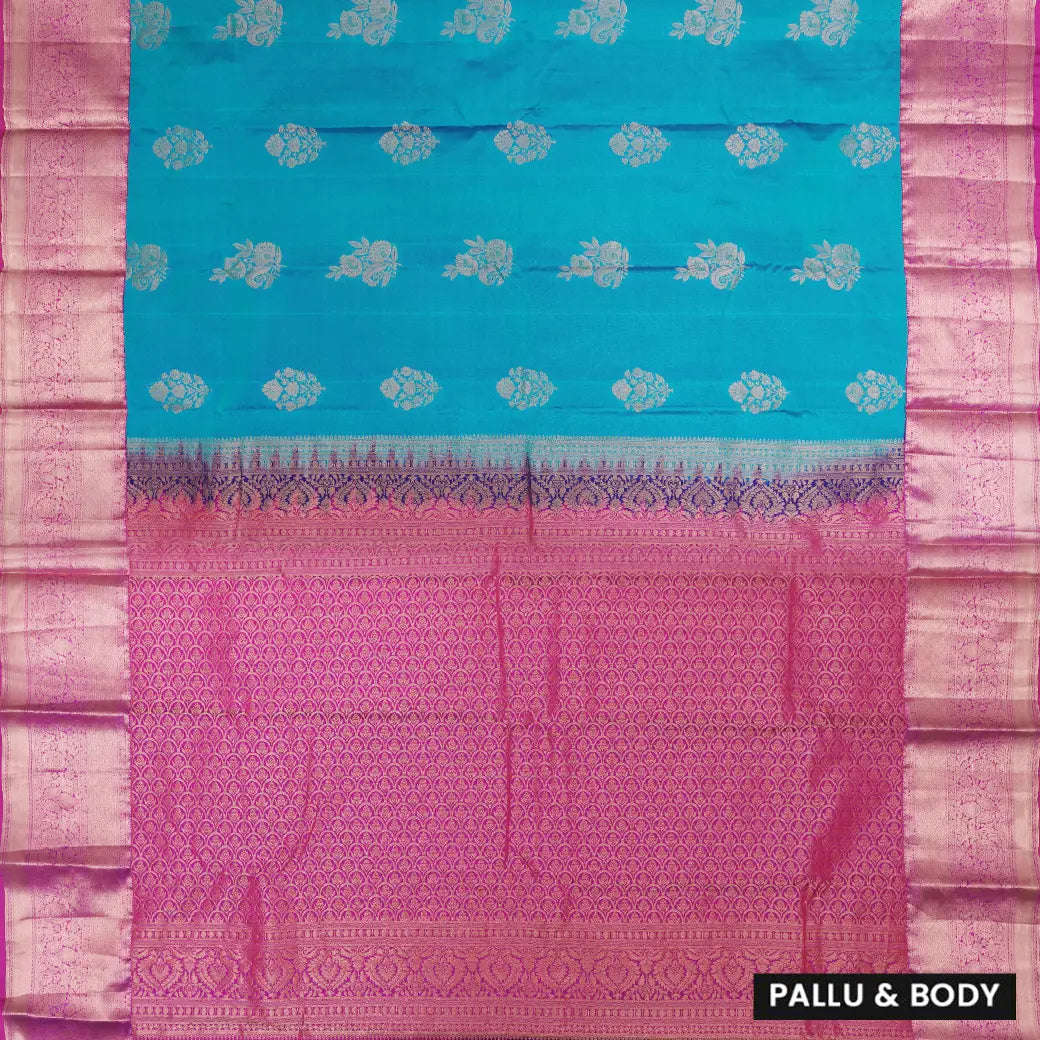 BULE with PINK pure soft silk saree