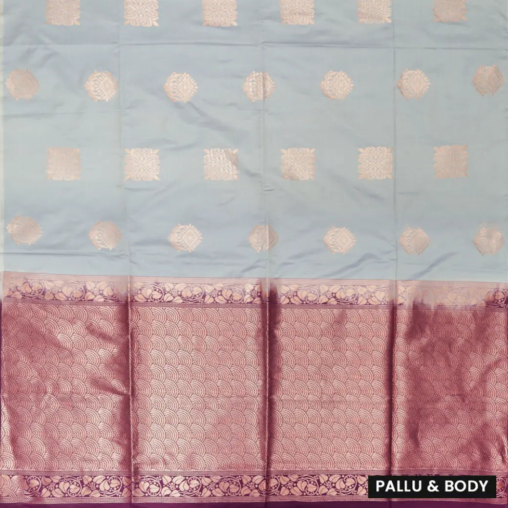 GREYwith PURPLE Soft Silk Saree