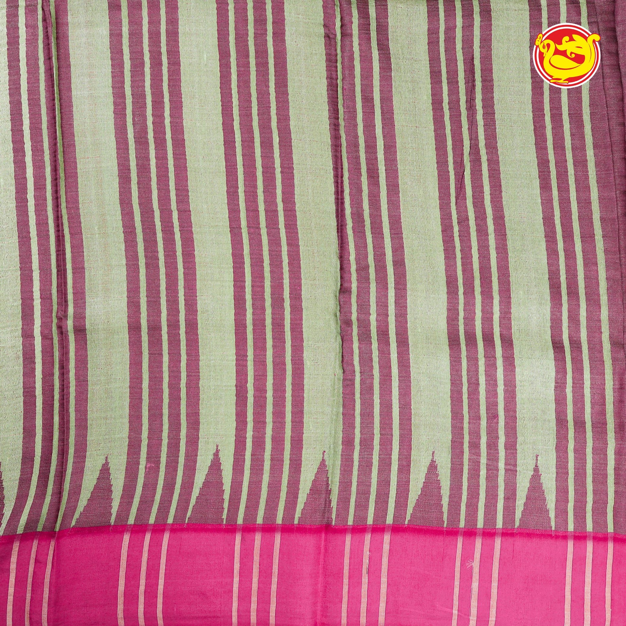 Light pista green with pink digital printed pure vidharbha tussar silk saree