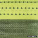 Lime green With Black Zari Silk Cotton Saree