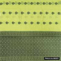 Lime green With Black Zari Silk Cotton Saree