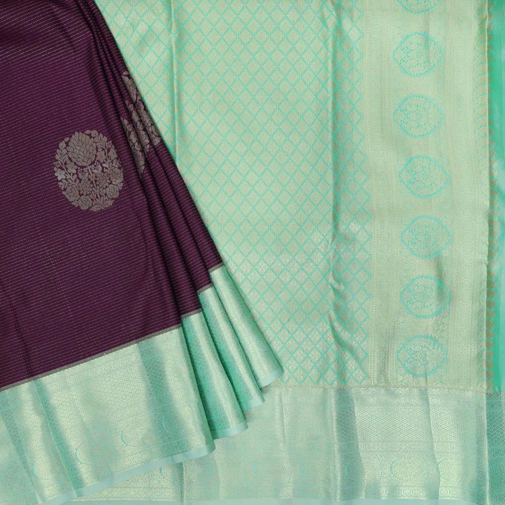 Purple with Sea Green Soft Silk Saree
