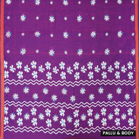 Dark Purple Linen Cotton Saree with Contrast Blouse