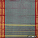 Slate Grey With Red  Pure Chettinad Cotton Saree without Blouse