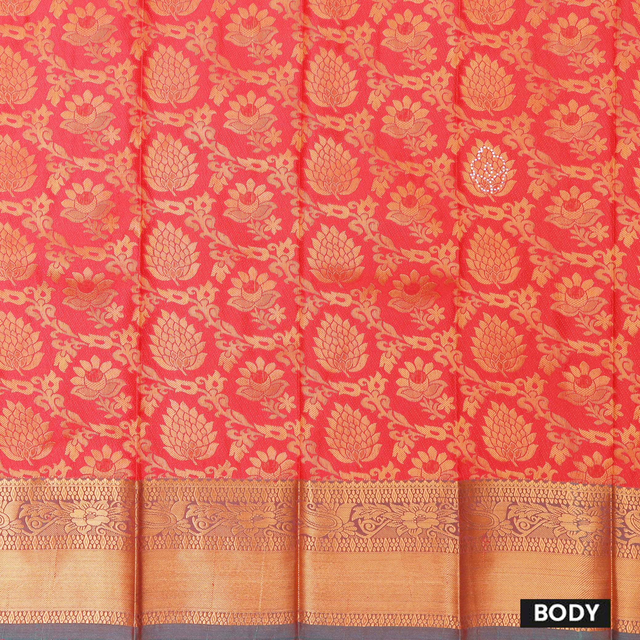 Orange with Green Art Silk Saree