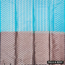 Sky Blue With Dark Brown Soft Silk