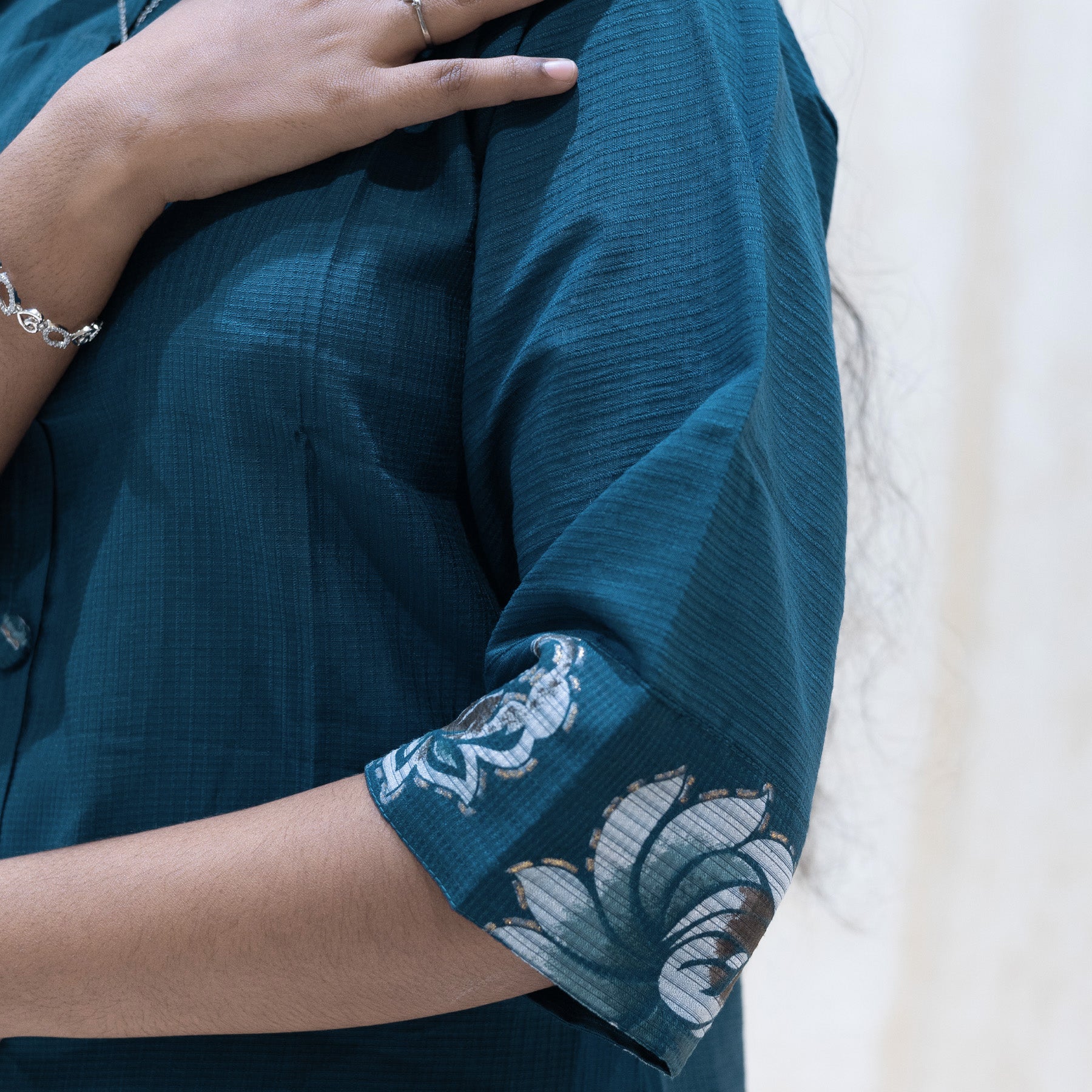 Aadhira- Peacock blue Ladies Branded Co-ord-set Readymade