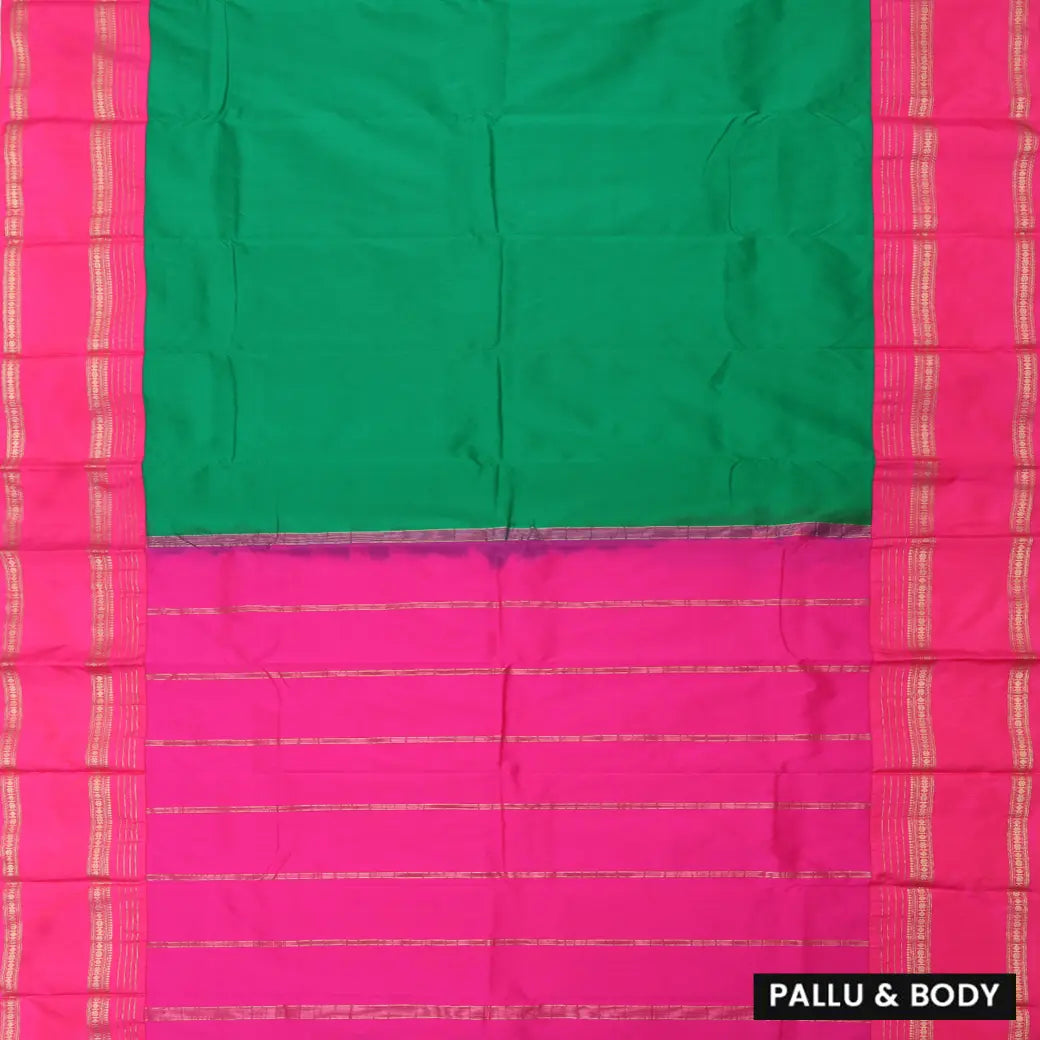 bright green and Magenta Soft Silk Saree