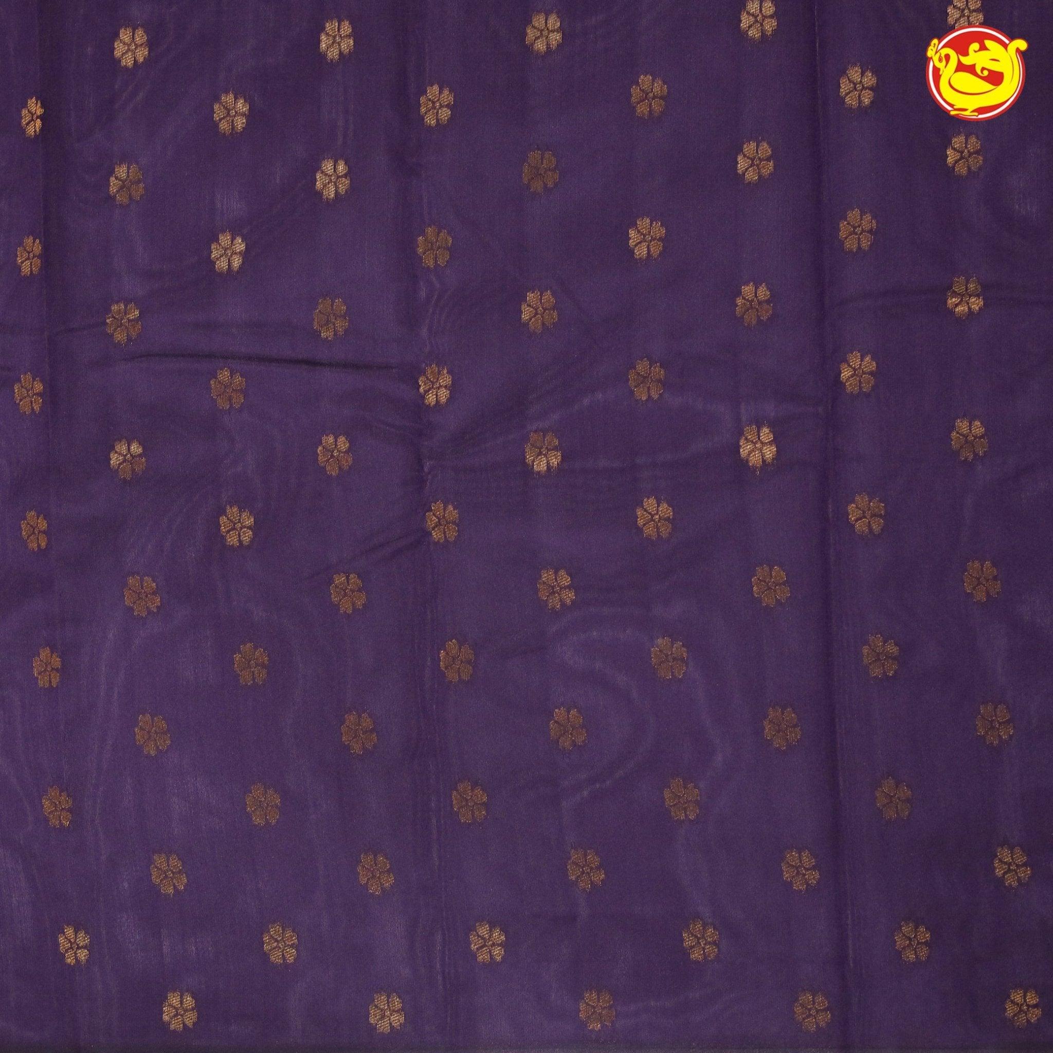 Light Brown With Purple Semi Silk Set Saree - Thenianantham