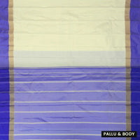 Cream With Royal Blue Arani Silk Saree