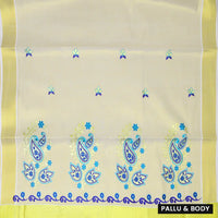 Southloom Exclusive Onam Kerala Traditional Fancy Border Floral Cotton Saree (Matching Plain Blouse Included)