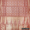 REDDISH -PINKWITH WHITE DARK FLORAL COPPER JERRY LINEN JACQUARD SAREES