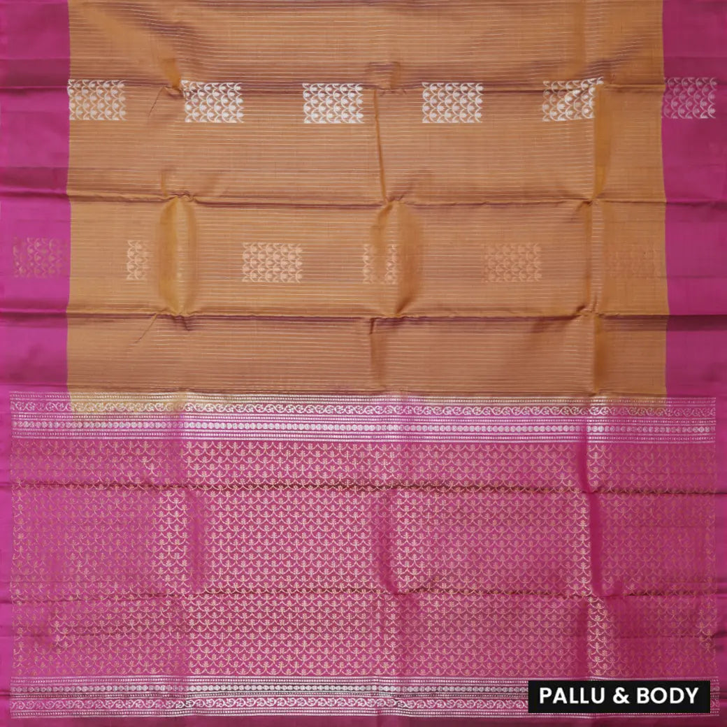 Light Brown with Pink Soft Silk Saree