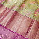 Light Green With Pink Golden Zari Border Wedding Silk Saree