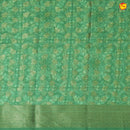 Unique Green Chanderi Silk Saree with Floral Motifs and Copper Zari Border - Thenianantham