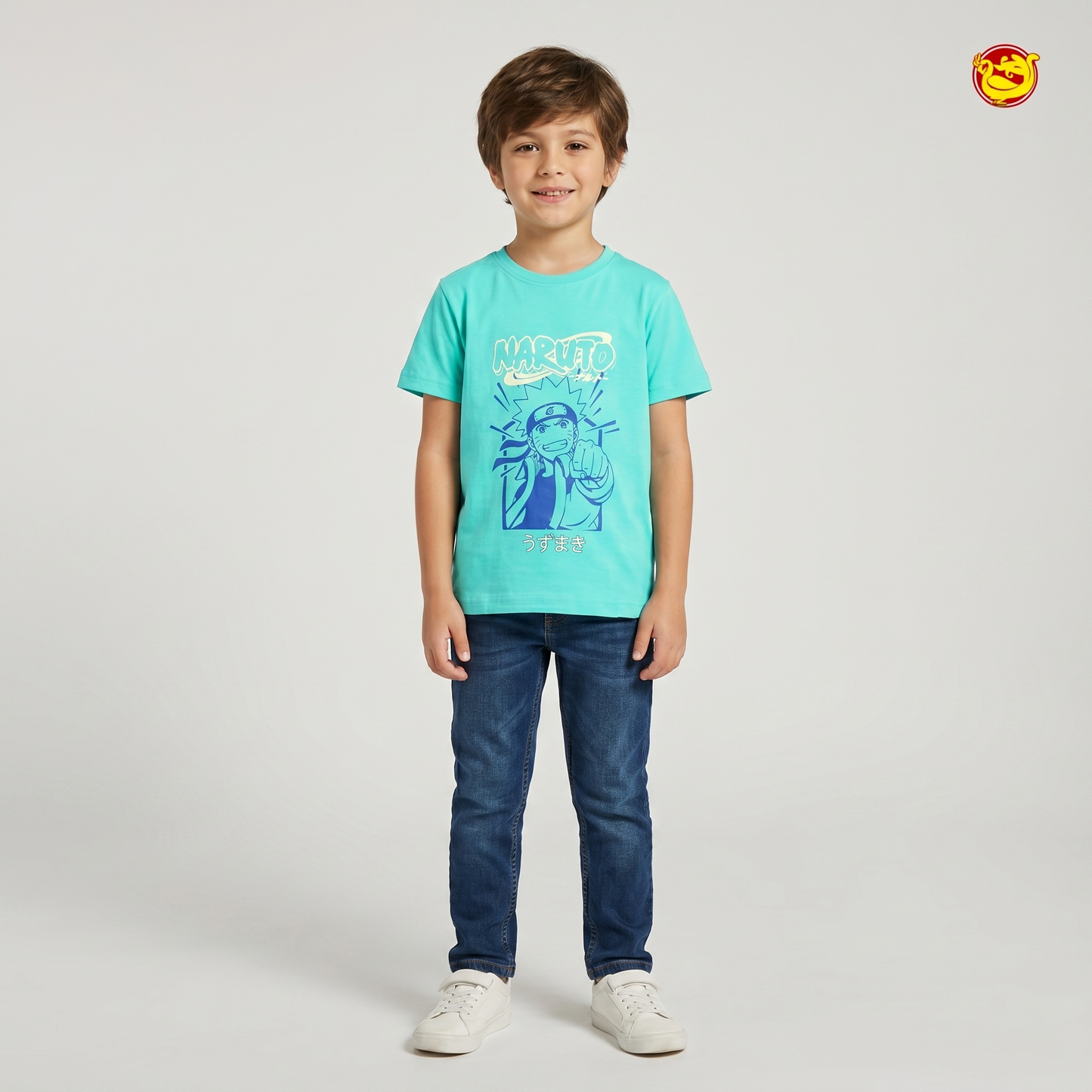Turquoise Blue Colour Cotton Boys T-Shirt Summer Collection