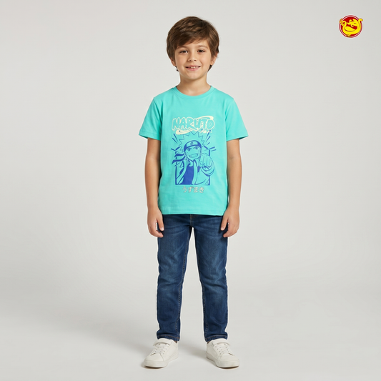 Turquoise Blue Colour Cotton Boys T-Shirt Summer Collection