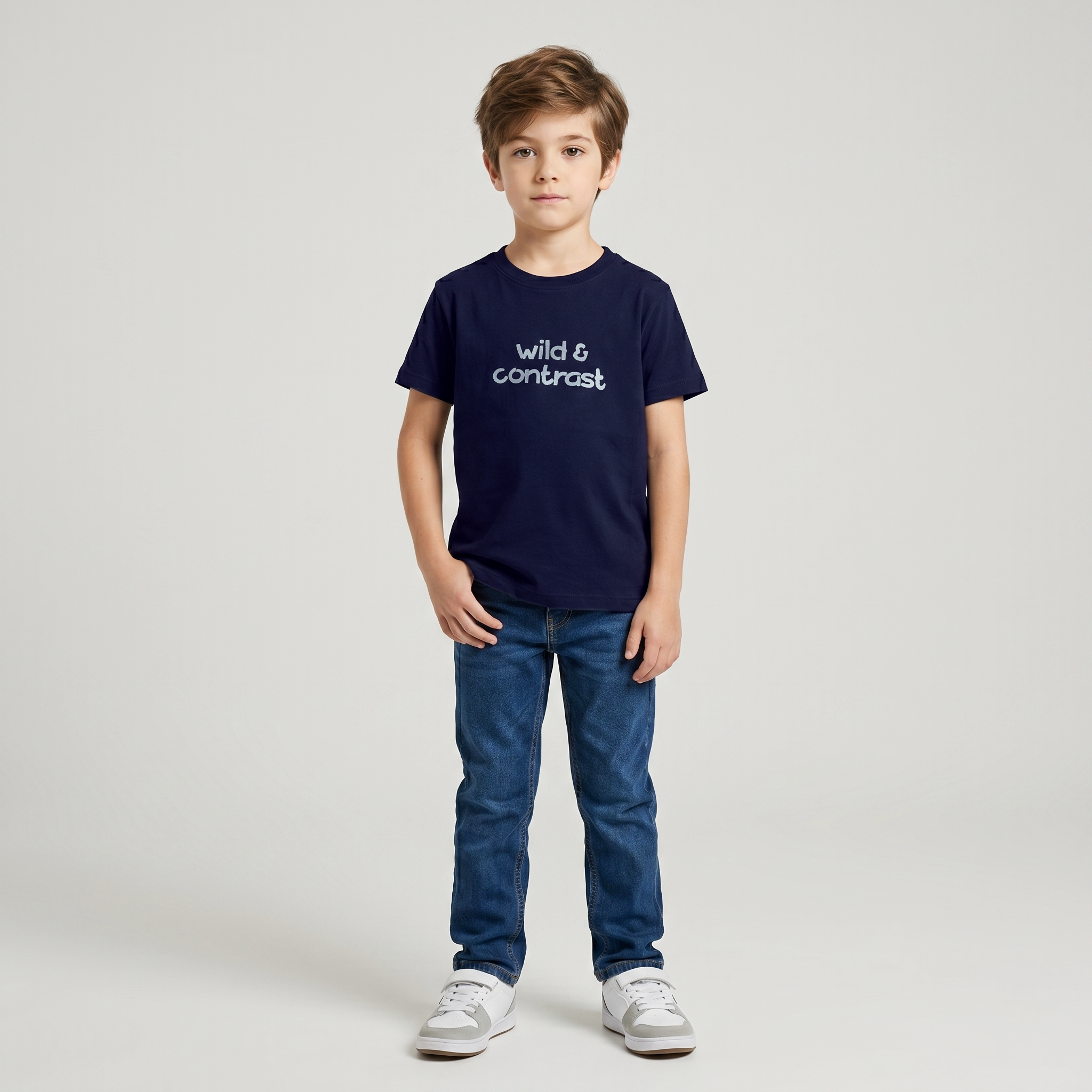 Dark Navy Blue Colour Cotton Boys T-Shirt Summer Collection