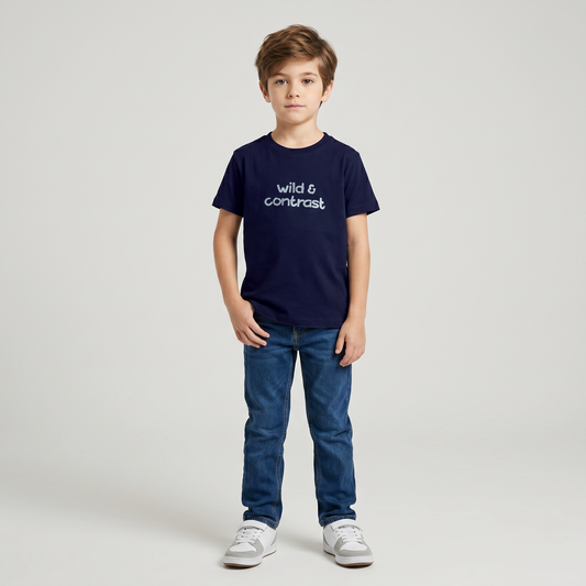 Dark Navy Blue Colour Cotton Boys T-Shirt Summer Collection