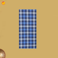 Men’s  Blue with Grey Checked Cotton Stitched Lungi