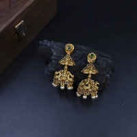 Antique kemp stone jhumkas - Thenianantham