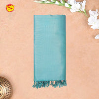 Dark sky blue Tissue Semi Silk Saree