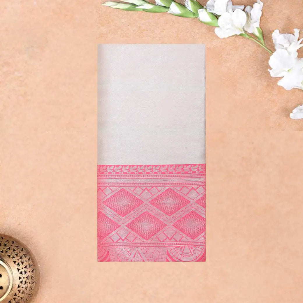 Sandal with Pink Litchi Silk Saree