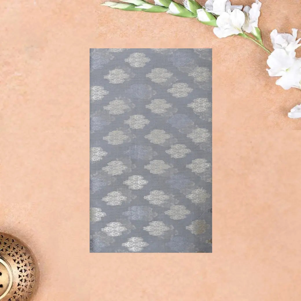 Dark Grey Colour Fancy Weaving Saree