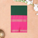 Dark Green and Rani Pink Soft Silk Saree