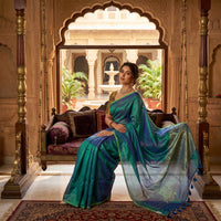 Green Colour   Khadi Tissue  Saree