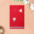 Red Linen Cotton Saree with Contrast Blouse