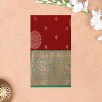 RED with GREEN pure soft silk saree