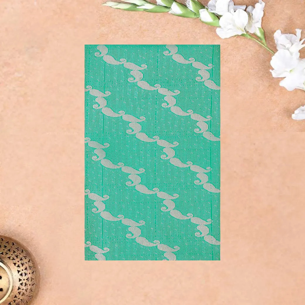 Turquoise Green With Orange Soft Silk