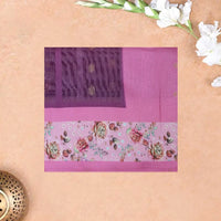 PURPLE WITH PINK Semi Burberry Silk Saree