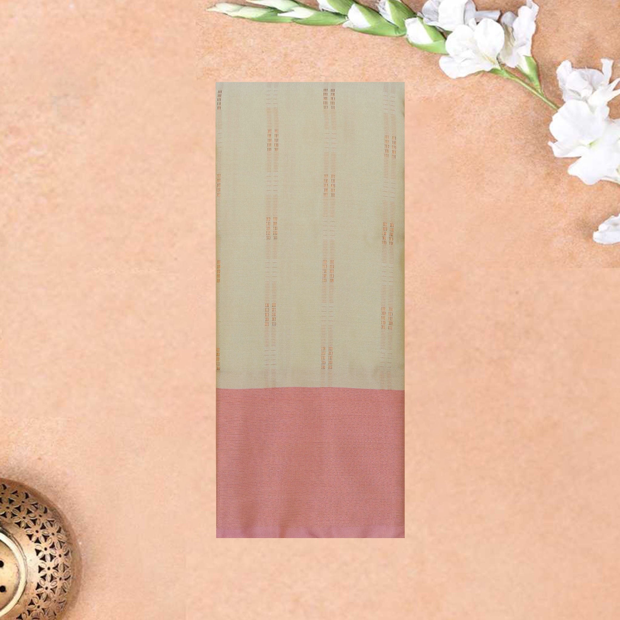 Sandal  With  Rose Pink Arani Silk Saree