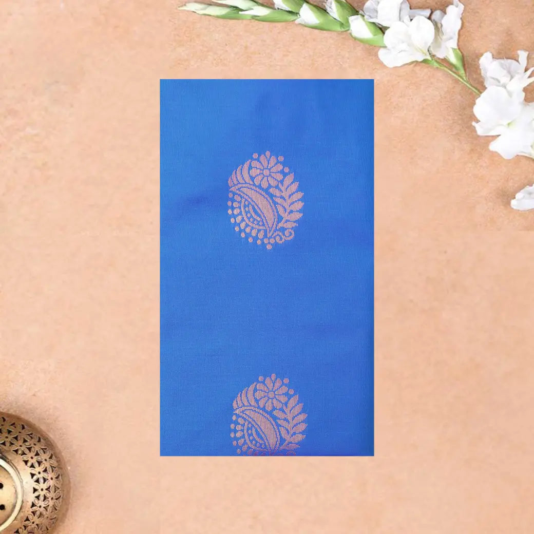 BLUE with REDSoft Silk Saree