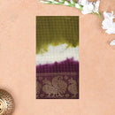 Olive Green With dark purple Sungudi Cotton Saree without Blouse