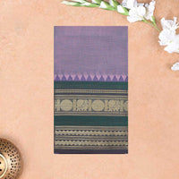 Mauve With Dark Green Pure Chettinad Cotton Saree without Blouse