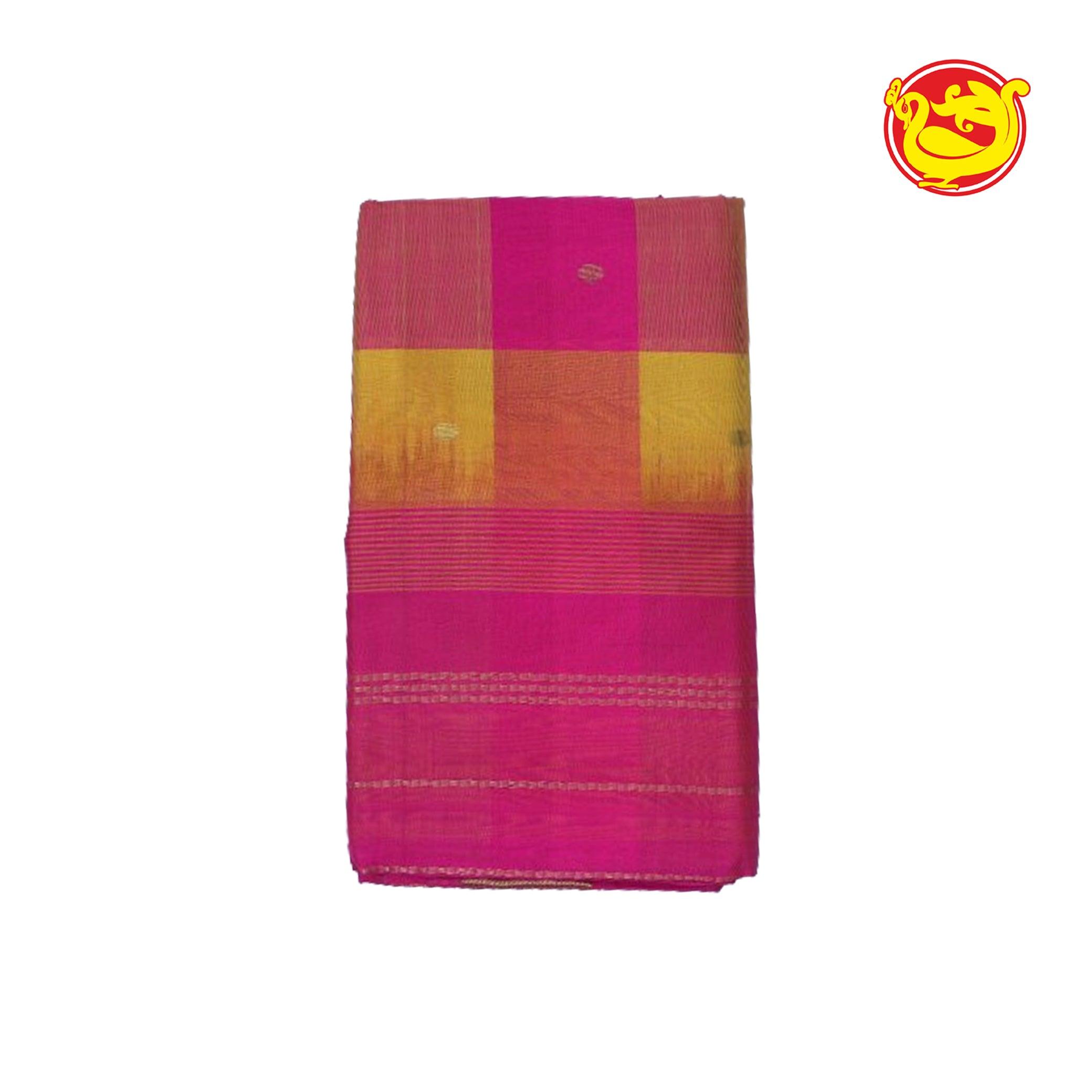 Pink With Yellow Pure Arani Silk Cotton Saree