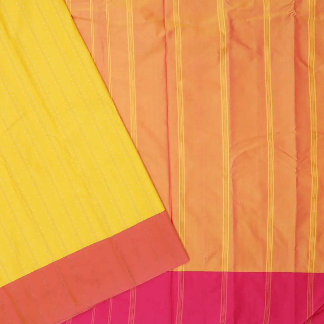 Yellow with Orange Arani Silk Saree