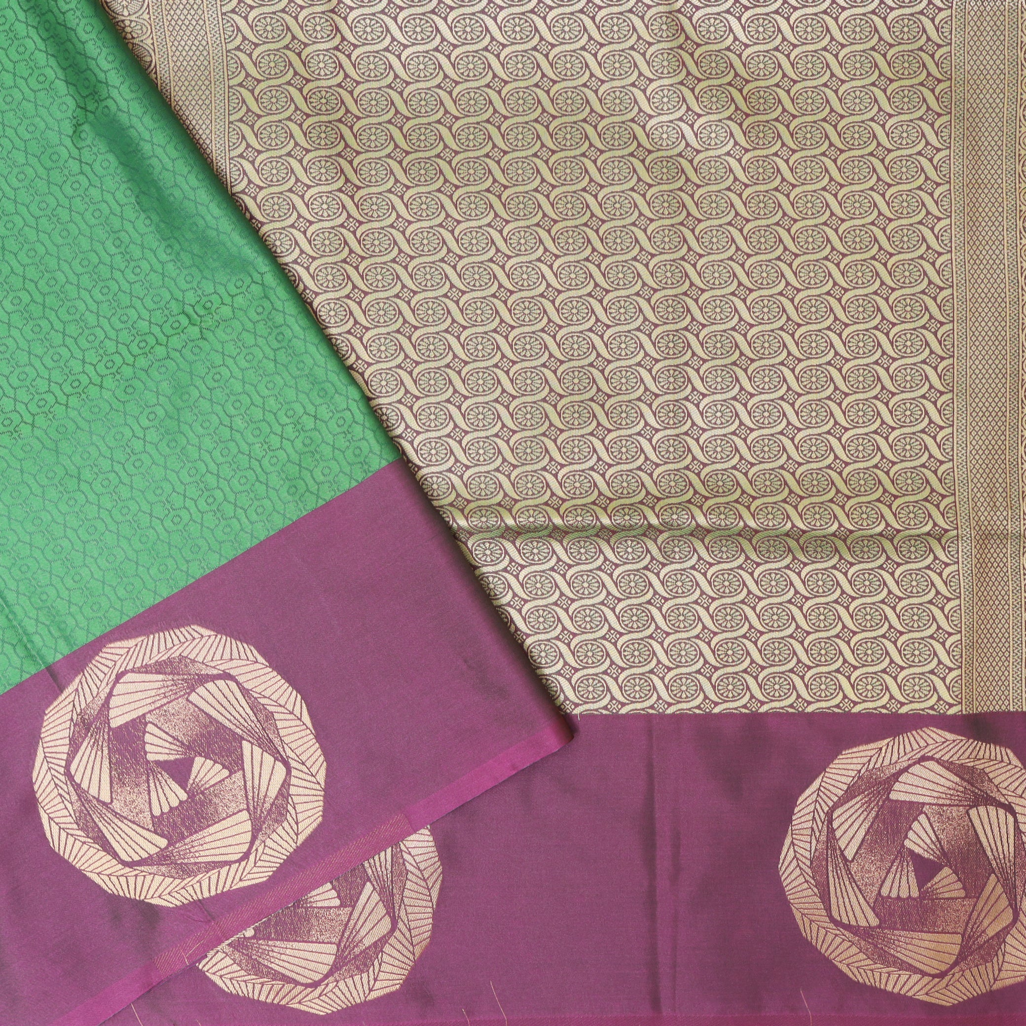 Green with Pink Soft Silk Saree