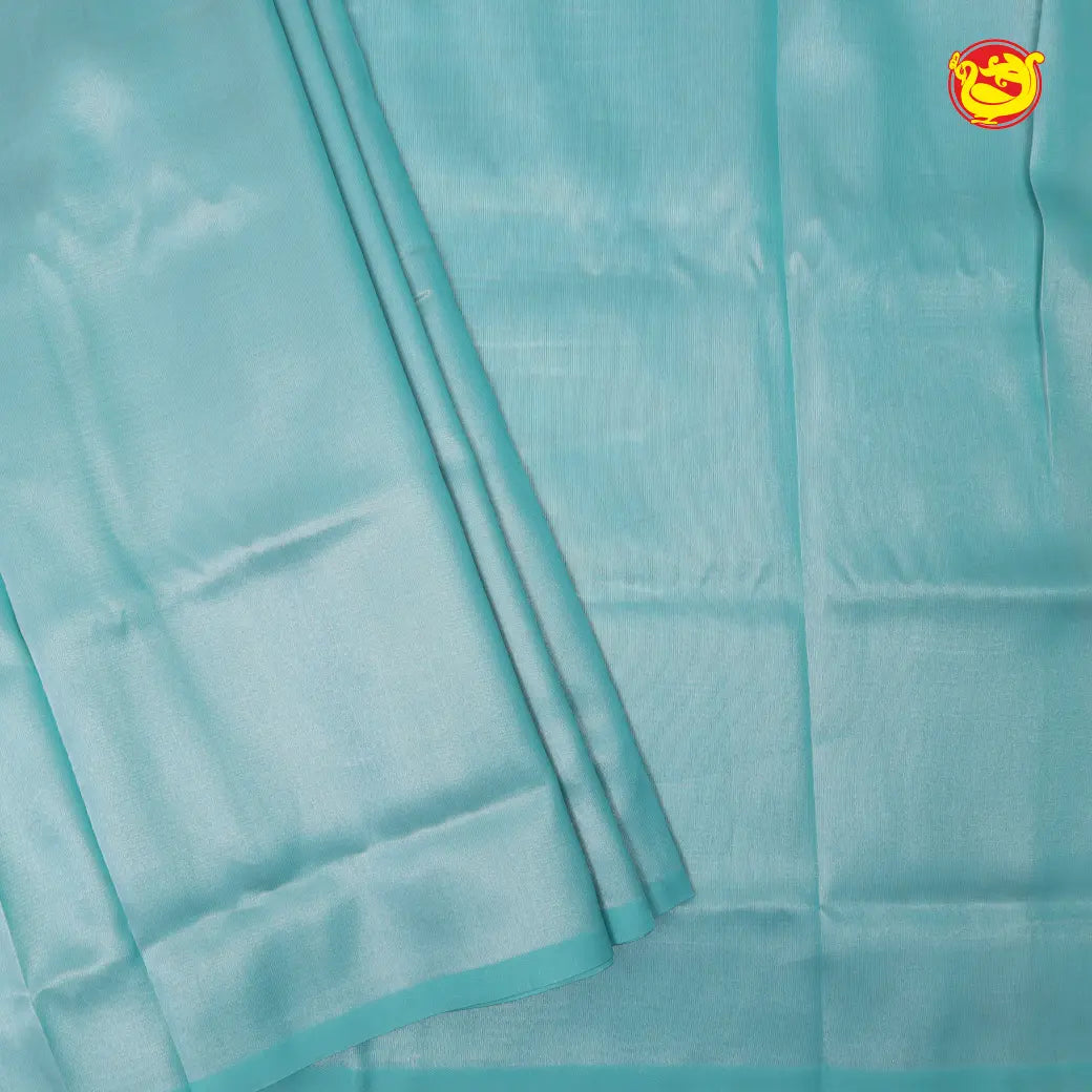 Dark sky blue Tissue Semi Silk Saree